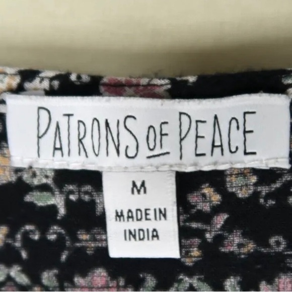 Patrons of Peace Floral Paisley Button Up Mini Dress Navy Blue Boho Hippie EUC - Picture 10 of 11